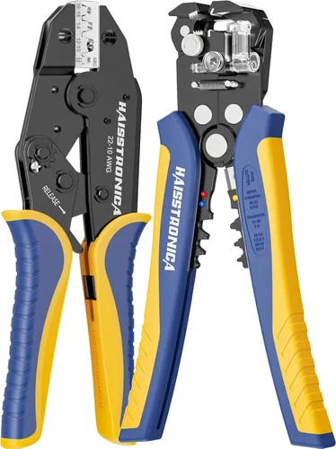 Vista 7 de haisstronica Pelacables y herramienta de crimpado, herramienta de pelacables automática AWG 24-10 con crimpadora de alambre de carraca AWG 22-10