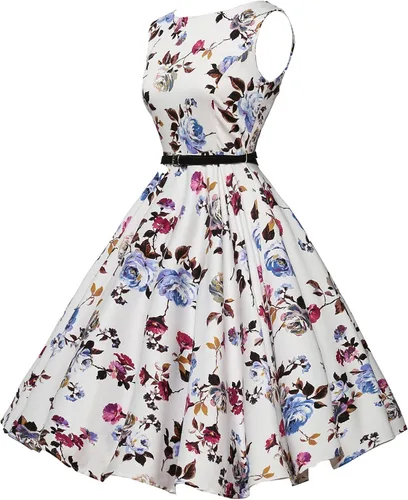 Vista 3 de GRACE KARIN - Vestido vintage sin mangas con escote barco y cinturón para tardes de té