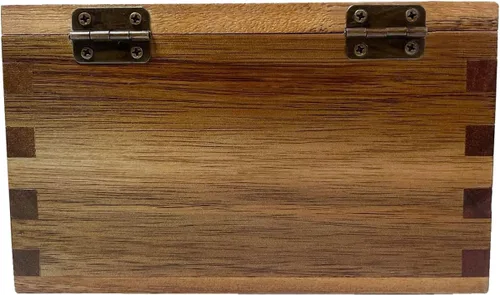 Vista 4 de Caja de madera de acacia para especias de bodega con tapa abatible, caja de almacenamiento de 5.5 x 3.5 x 3.25, recipiente de cocina de 20 onzas