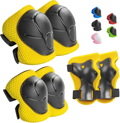 Vista 24 de Wemfg - Juego de protección para niños, rodilleras para niños de 3 a 14 años, rodilleras y coderas con protectores de muñeca 3 en 1 para patinaje
