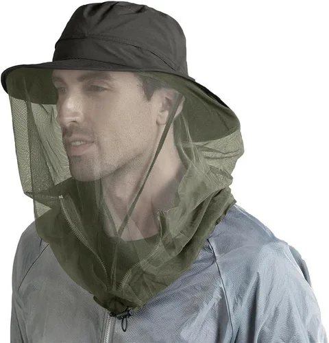 Vista 12 de Sombrero de pesca Sombrero de protección solar Red de cabeza de mosquito para exteriores Sombrero de cubo con malla de red oculta