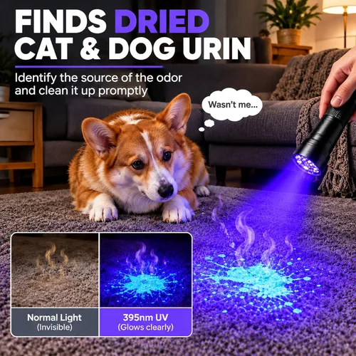 Vista 2 de 2 Pack 12 LED UV Flashlight Mini Black Light for Pet Urine Detection