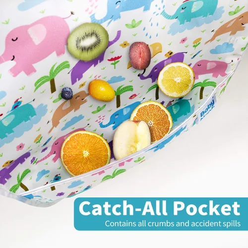 Vista 5 de Juego de baberos de manga larga de 3 piezas, baberos impermeables para bebés con bolsillo, babero para niños pequeños con mangas, bata resistente a