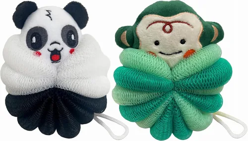 MURRI&MURRDI 2 esponjas de baño para niños, esponja suave para ducha, esponja corporal de animales para niños, esponja para baño, esponja de dibujos