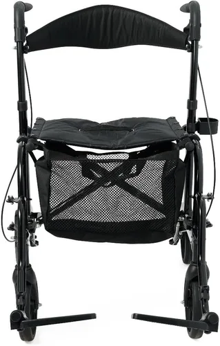 Vista 3 de Medline Walker Transport Combo de silla de ruedas, andador con ruedas para personas mayores con asiento, silla de transporte plegable