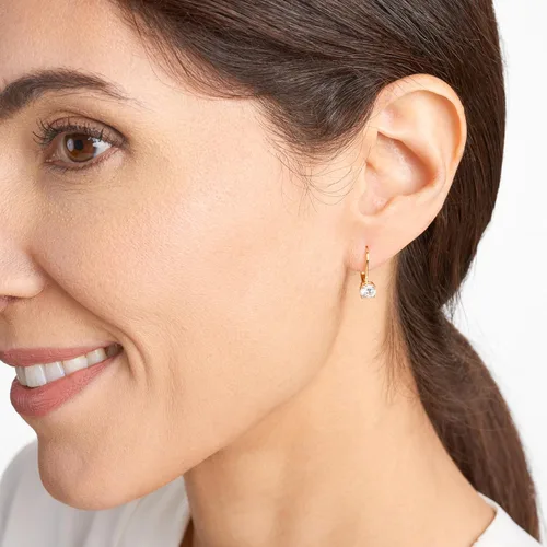 Vista 2 de Tienda Essentials Sterling Silver Round Cut Cubic Zirconia Leverback Earrings