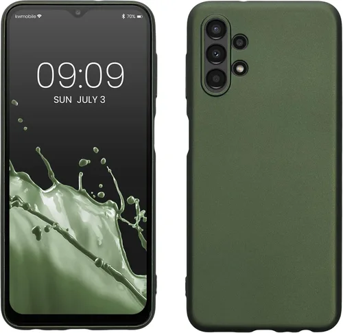 Vista 61 de kwmobile Funda compatible con Samsung Galaxy A12 - Funda protectora de silicona TPU suave y delgada - Verde oscuro mate