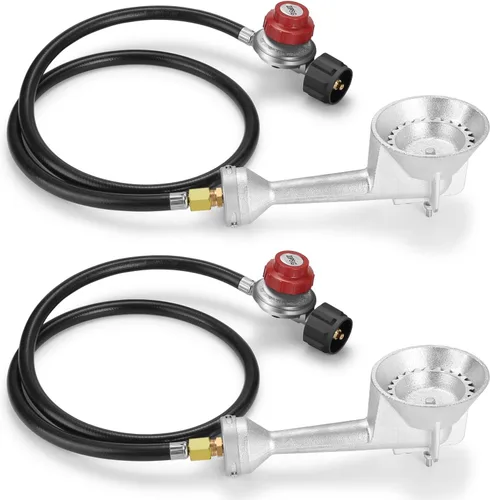 WADEO Cabezal de quemador de propano, 2 unidades, quemador redondo de hierro fundido de alta presión con regulador de propano de alta presión