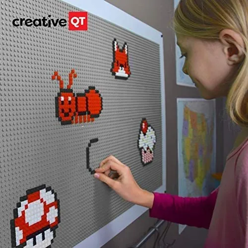 Vista 3 de Creative QT Panel de pared de actividad de ladrillo, 24 x 34 pulgadas, color gris, panel de juego y tablero sensorial de actividades para niños