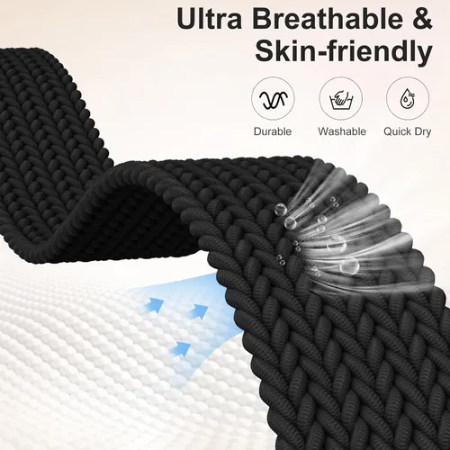 Vista 2 de Maledan Banda elástica trenzada compatible con Fitbit Sense/Versa 3/4 y Sense 2, correa elástica suave para reloj inteligente, accesorio