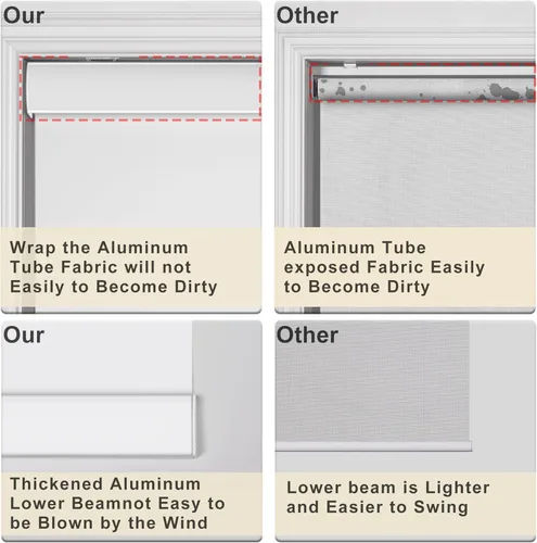 Vista 5 de Persianas enrollables opacas para ventanas, sin cordón, para oscurecer la habitación, persianas enrollables fáciles de instalar, con cenefa