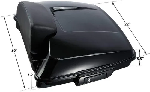 TCMT - Caja de maletero para motocicletas Black Latch Razor con almohadilla de respaldo para Harley Touring 2014-2025 CVO Road King Road Glide