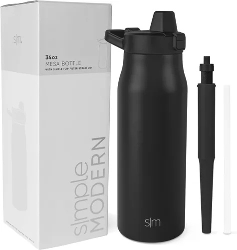 Vista 19 de Botella de agua filtrada Simple Modern Botellas de agua de viaje con filtro de carbono de acero inoxidable aislada Reutilizable para agua