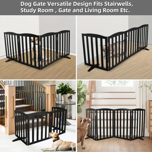 Vista 3 de Puerta Independiente para Perros para Interiores, Puerta para Perros Plegable, Puertas para Mascotas para Entradas, Escaleras o Pasillos, Puerta