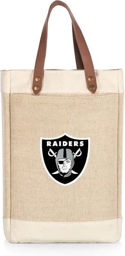 Vista 33 de PICNIC TIME NFL Pinot - Jute 2 Bottle Insulated Wine Bag - Wine Tote Bag - Wine Gift Bag, (Beige)