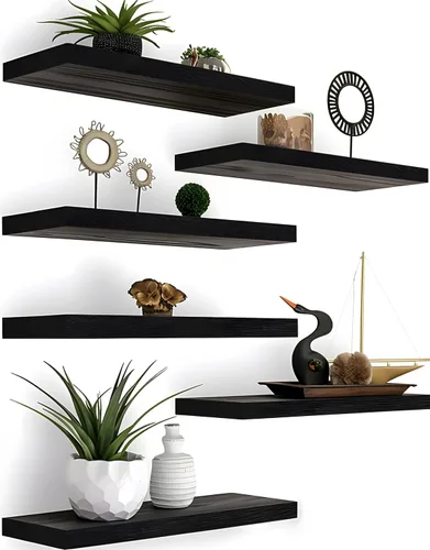 YYWUOJJ Estantes flotantes de madera para decoración de pared, estantes de pared rústicos para dormitorio, baño, cocina, sala de estar, juego de 6