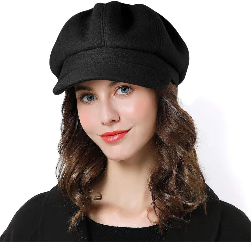 Sumolux Boina de las mujeres Newsboy Sombrero de lana francesa Gorra clásica Otoño Primavera Invierno