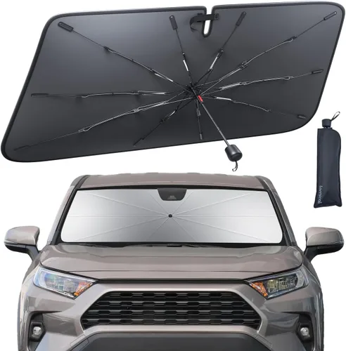 Vista 9 de Tesla Model 3/Y Windshield Sunshade - 2026 Foldable Car Windshield Sun Shade Umbrella, 5-Layer UV Block, 10-Rib Frame, for Tesla Model 3/Y
