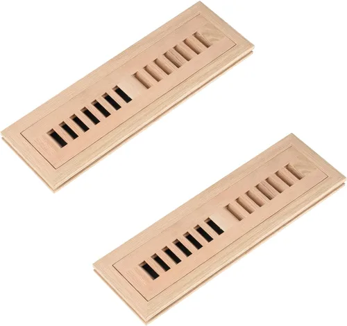 Homewell Paquete de 2 registros de piso de roble, montaje empotrado, 2 x 12 pulgadas, sin terminar 2" x 12" con amortiguador