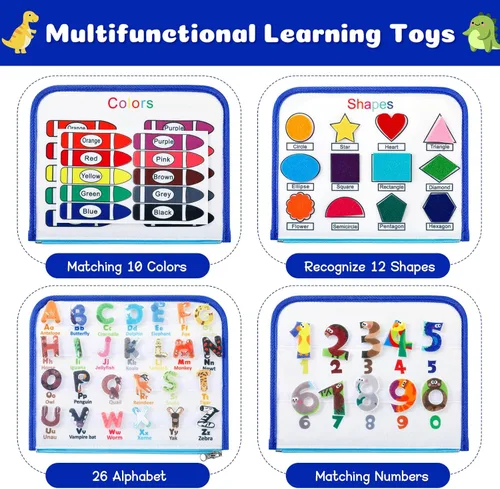 Vista 2 de Busy Board Montessori Toy for 1-4 Year Old Toddlers, Educational Sensory Board Preschool Learning Toy for Learning Fine Motor Skills Quiet Book