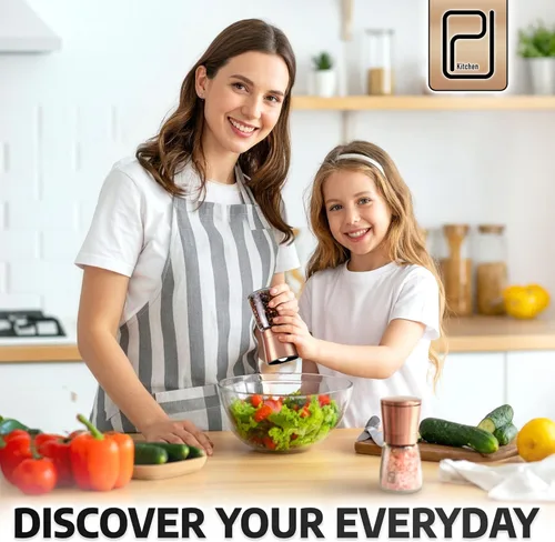 Vista 7 de Set de molinillo de sal y pimienta Premium – El mejor Molino de acero inoxidable para chef del hogar, magnético, de cobre, suaves molinillos