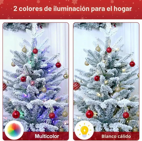 Vista 3 de Prelit - Árbol de Navidad flocado, árbol de Navidad artificial pequeño con luces LED, árbol de Navidad LED esmerilado con nieve (luces de 3 pies)