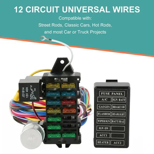 Vista 2 de Arnés universal de 12 cables de circuito apto para cables Muscle Car Hot Rod Street Rod XL