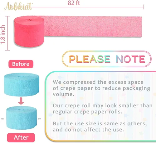 Vista 7 de AOBKIAT 5 rollos de papel crepé de serpentinas de arco iris, decoraciones de fiesta de Candyland para Navidad, cumpleaños, boda, despedida