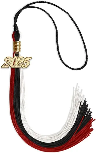 Vista 72 de Endea - Borla de graduación de triple color con gota de fecha dorada (negro/dorado/granate, 2020)