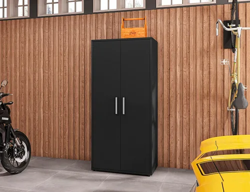 Vista 98 de Manhattan Comfort Eiffel - Armario de garaje con ruedas de 28.35 pulgadas con 1 cajón, puertas de cierre suave y 2 espacios para estanterías