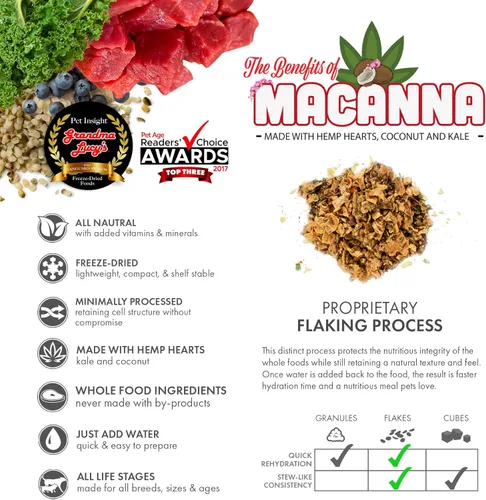Vista 3 de Grandma Lucy's Alimento para perros Macanna, sin granos y liofilizado, receta de carne de res, bolsa de 3 libras