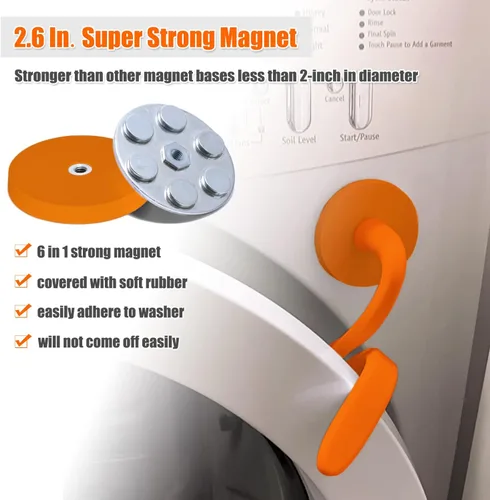 Vista 3 de Soporte y Tapón para Puerta de Lavadora de Carga Frontal - Soporte Magnético para Puerta de Lavadora con Base Magnética de 2.6 Pulgadas, Tapón