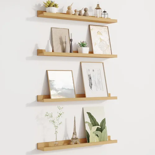 Vista 22 de Fun Memories Floating Picture Ledge Shelves, Wall Mounted Wood Storage Shelf for Bedroom, Living Room, Bathroom, Kitchen, Nursery, Display Picture