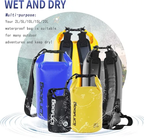 Vista 6 de IDRYBAG Bolsa seca flotante impermeable para mujeres y hombres, bolsa seca ligera impermeable 2L5L10L15L20L, bolsas secas impermeables para kayak