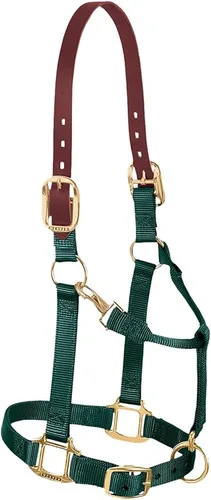 Vista 28 de Weaver Equine Breakaway Horse Halter, Supple Leather Crown, Adjustable Brass Throat Snap Halters for Horses, Equine Tack