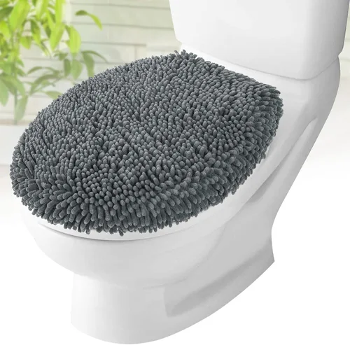 Vista 10 de Mayshine - Cubierta de microfibra tipo shaggy para la tapa del asiento del baño, estándar para baño