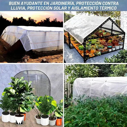 Vista 8 de STARPYNG - Lona transparente/blanca de 10 mil de 10 x 12 pies - Lona de malla transparente resistente - Lona impermeable, resistente a los rayos UV