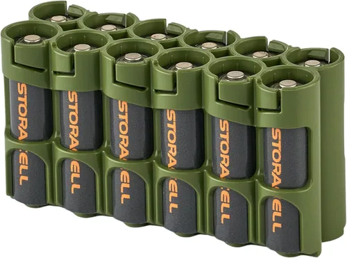 Vista 9 de Soporte para 12 baterías Storacell, AA Powerpax, color amarillo.