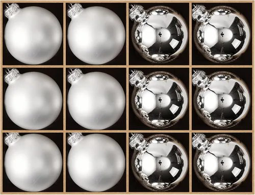 Vista 13 de WDS WONDROUS Adornos de bola colgante de Navidad de cristal, 12 bolas Champán