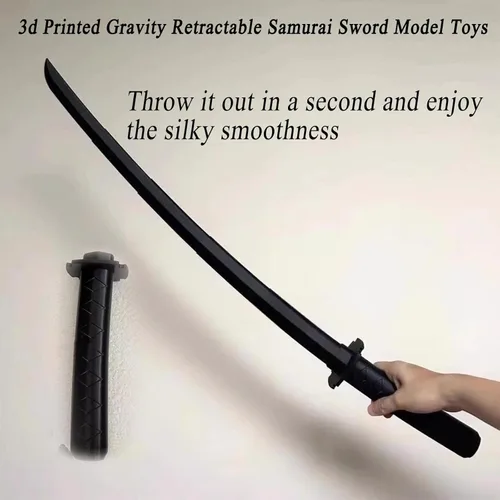 Vista 6 de AMARONE Juguetes de modelo de espada samurái retráctil de gravedad impresa en 3D, espada retráctil de plástico con impresión 3D, juguete Katana