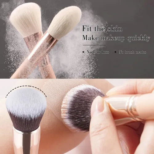 Vista 7 de BEILI Juego de 28 brochas de maquillaje rosa, juego de brochas de maquillaje sintéticas de cabra premium Kabuki, brocha para difuminar, polvo