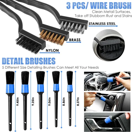 Vista 5 de Viewsun Kit de Limpieza para Automóvil, Kit de Detallado de Interiores de Automóvil con Aspiradora de Mano de Alta Potencia, Juego de Cepillos