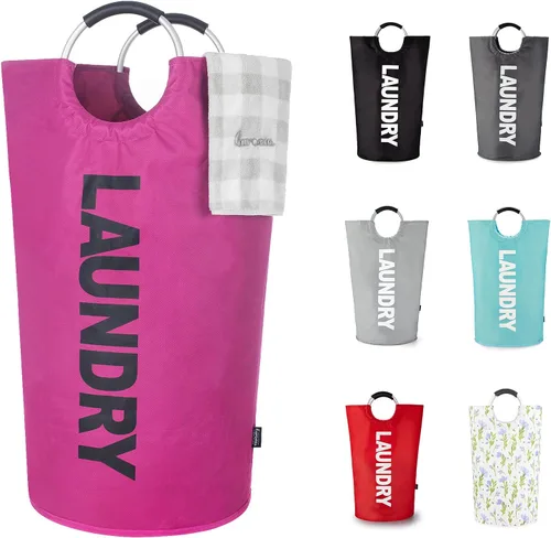 Vista 11 de Caroeas Cesta de lavandería grande Pro de 95 L (13 colores), cesta de lavandería impermeable, bolsa de lavandería con asas acolchadas, cesta de ropa