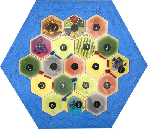 Vista 8 de Pieza de Juego Hexagonal de Escenario de Volcán compatible con Los Colonos de Catán, Mareantes y Expansiones de Catán (Paquete de 3)