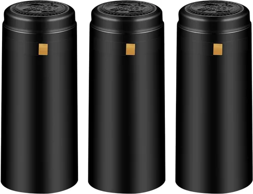Cápsulas termorretráctiles de PVC, 120 unidades de fundas retráctiles de vino negro mate, tapas transparentes para botellas de corchos, cápsulas