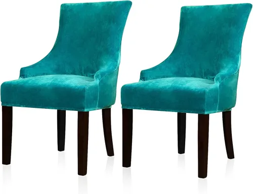 Vista 32 de Lellen Funda elástica de terciopelo para silla con respaldo de ala, funda protectora reutilizable para comedor, banquete, decoración del hogar, etc.