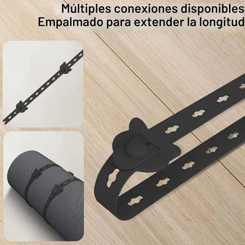 Vista 3 de 12 bridas reutilizables para cables, correas elásticas de Negro