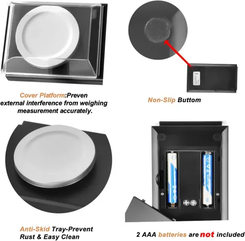 Vista 5 de RASSE Báscula digital de bolsillo de 50 x 0.00 oz, mini joyería oro de laboratorio en quilates de laboratorio en polvo con pinzas de calibración