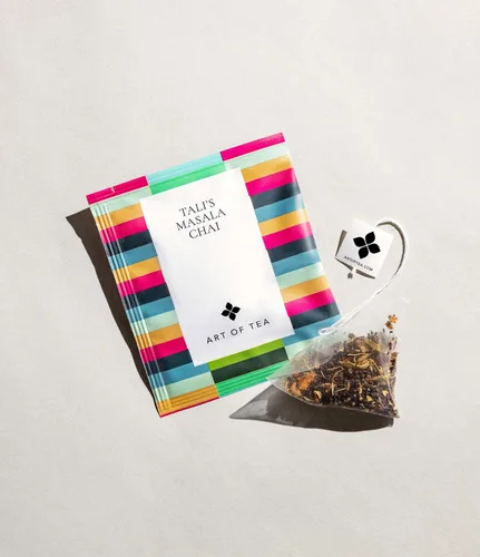 Vista 8 de Art of Tea Talis Masala Chai 50 bolsas de té chai piramidales ecológicas en sobre