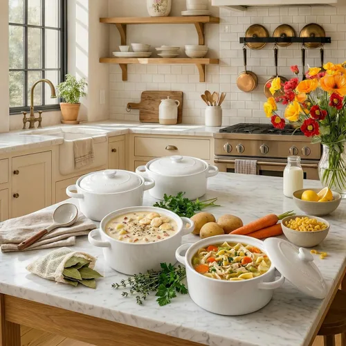 Vista 5 de DELLING Tazones de sopa de 28 onzas con asas y tapas, tazones grandes de sopa de cebolla francesa, ollas de sopa de cerámica para cebolla francesa